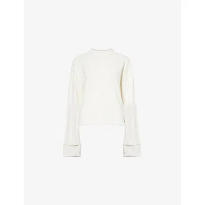 4th & Reckless Womens Ecru Mahlin High-neck Knitted Jumper In White