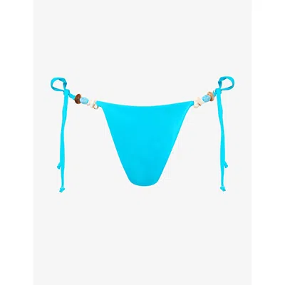 4th & Reckless Womens Elena Tie-waist Bikini Bottoms Blue