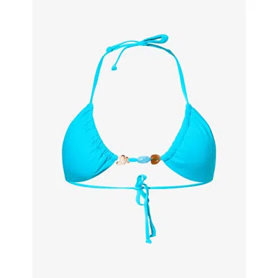 4th & Reckless Womens Elena Triangle Bikini Top Blue