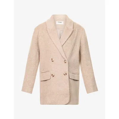 4th & Reckless Womens Floriana Oversized Double-breasted Woven Blazer Oatmeal In Neutral