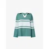 4th & Reckless Collared Panel Logo Front Rugby Top In Green
