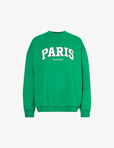 4th & Reckless Otis Logo Text-embroidered Cotton-jersey Sweatshirt In Green