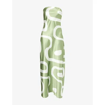 4th & Reckless Womens Green Shona Strapless Stretch-woven Maxi Dress