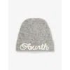 4th & Reckless Womens Grey Candice Branded Knitted Beanie Hat In Gray