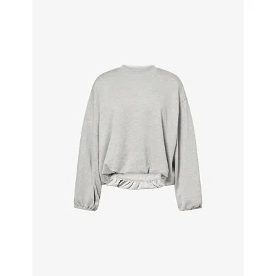 4th & Reckless Womens Grey Elowen Balloon Sleeve Bubble Hem Cotton Sweatshirt Xs In Gray