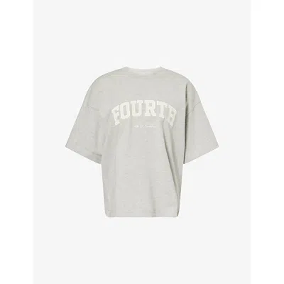 4th & Reckless Womens Grey Elowen Brand-print Cotton T-shirt In Gray