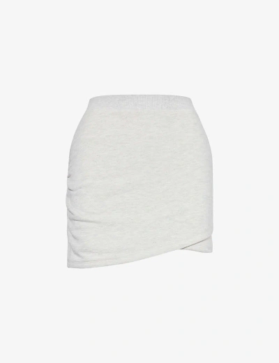 4th & Reckless Catherine Ruched Cotton-jersey Mini Skirt In Grey Marl