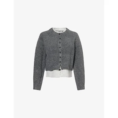 4th & Reckless Womens Grey Terry Layered Knitted Cardigan In Gray