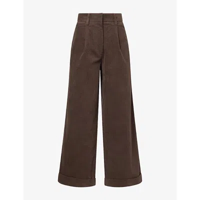 4th & Reckless Womens Hughes Tailored Corduroy Cotton Trousers Chocolate In Brown