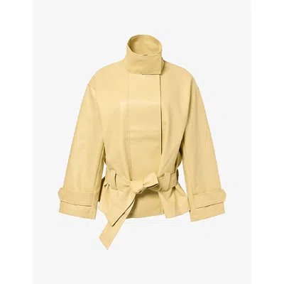 4th & Reckless Womens Jaden Funnel-neck Faux Leather Jacket Yell
