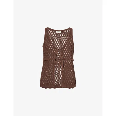 4th & Reckless Womens Katerina Scoop-neck Cotton-blend Top Chocolate
