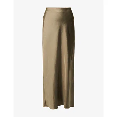 4th & Reckless Womens Khaki Novah Satin Maxi Skirt In Gray