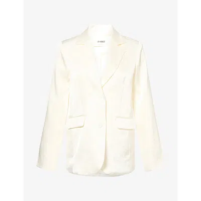 4th & Reckless Womens Laura Single-breasted Satin Blazer Cream