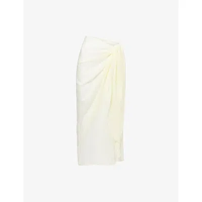 4th & Reckless Womens Lemon Ariana Side-tie Sheer Sarong In Neutral