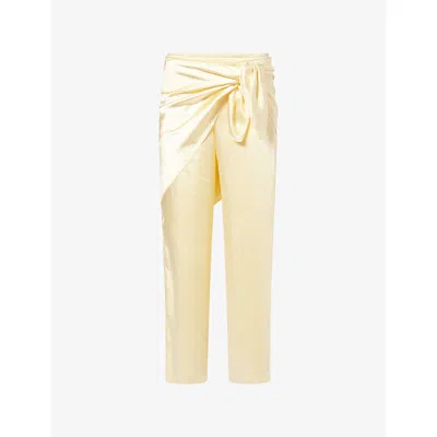 4th & Reckless Womens Leon Corbie Wide-leg Scarf Satin Trousers In Yellow