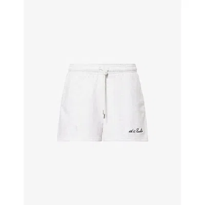 4th & Reckless Womens Light Grey Clover Logo-embroidery Cotton-jersey Shorts In White