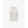 4th & Reckless Womens Light Grey Everyday Racer Logo-embroidered Stretch-cotton Vest Top In Gray