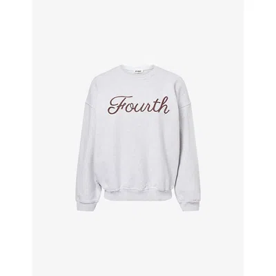 4th & Reckless Womens Light Grey Kath Logo-embroidered Cotton Jumper In Gray