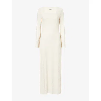 4th & Reckless Womens Livoria Square-neck Jersey Maxi Dress Ecru