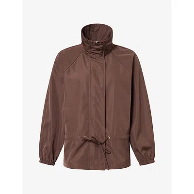 4th & Reckless Womens Luma Funnel-neck Woven Jacket Choc