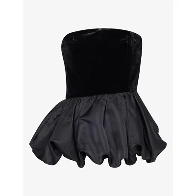 4th & Reckless Womens Luxley Velvet Peplum Top Black