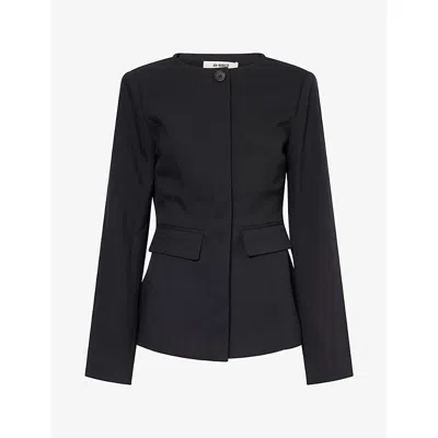 4th & Reckless Womens Mikey Collarless Woven Blazer Black
