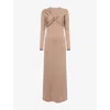 4th & Reckless Womens Mocha Sybil Long-sleeves Stretch-woven Maxi Dress In Brown