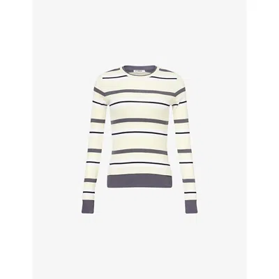 4th & Reckless Womens Multi Anika Striped Logo-embroidered Cotton T-shirt In Metallic