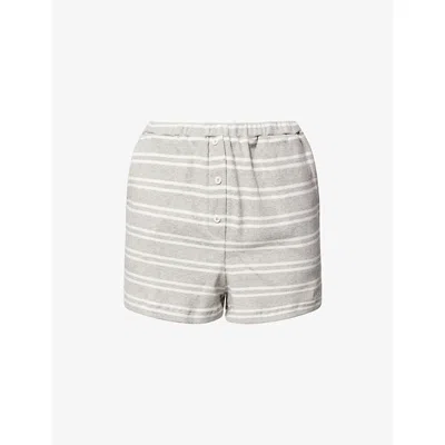 4th & Reckless Womens Multi Chelsea Stripe Cotton-jersey Shorts In Gray