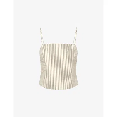 4th & Reckless Womens Multi Elina Cotton Striped Tie-back Crop Top