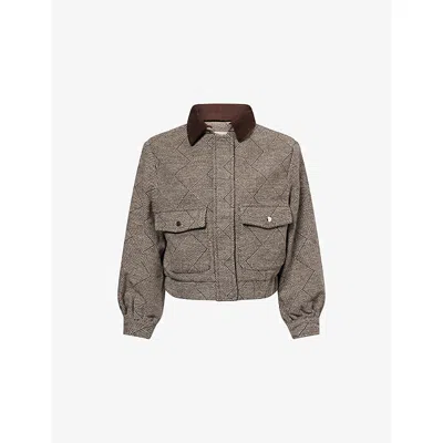 4th & Reckless Womens Multi Ingrid Cropped Knitted Jacket In Gray