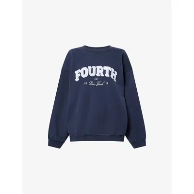 4th & Reckless Womens Navy Capucine Relaxed Cotton-jersey Sweatshirt In Blue