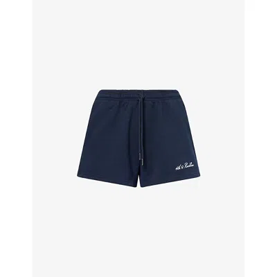 4th & Reckless Womens Clover Logo-embroidery Cotton-jersey Shorts Navy