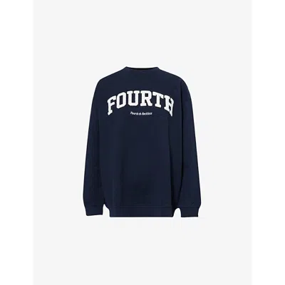 4th & Reckless Womens Navy Fourth Cotton-jersey Sweatshirt Xl