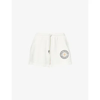 4th & Reckless Womens Nina Logo-embroidery Cotton-jersey Shorts Off White Xs