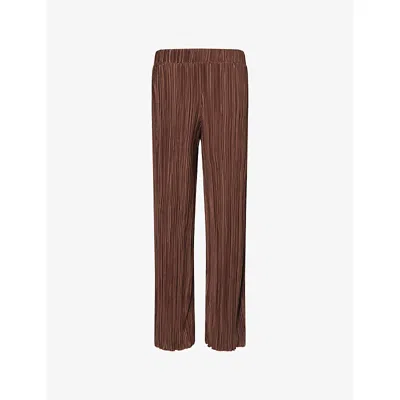 4th & Reckless Womens Olivia Plisse Woven Trousers Chocolate