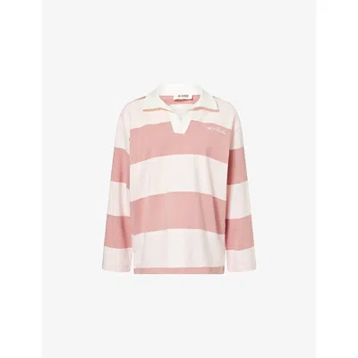 4th & Reckless Womens Pink Hailey Rugby Striped Cotton Top Xs In White