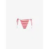 4th & Reckless Womens Red Stripe Julietta Striped Bikini Bottoms In Red