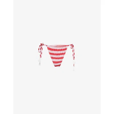 4th & Reckless Womens Red Stripe Julietta Striped Bikini Bottoms