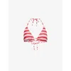4th & Reckless Womens Red Stripe Julietta Striped Bikini Top In Multi