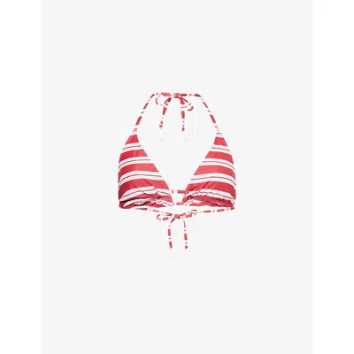 4th & Reckless Womens Red Stripe Julietta Striped Bikini Top