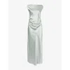 4th & Reckless Womens Sage Anais Ruched Woven Maxi Dress In Silver
