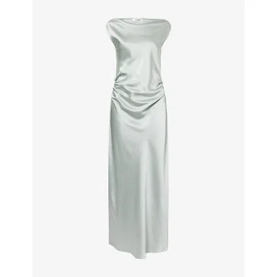 4th & Reckless Womens Sage Anais Ruched Woven Maxi Dress