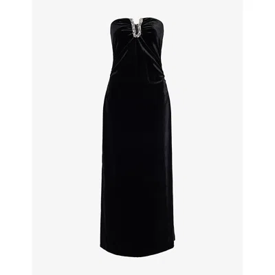 4th & Reckless Womens Vera Bandeau Embellished Velvet Maxi Dress Black