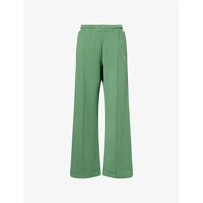 4th & Reckless Womens Fergie Logo-embroidered Cotton-jersey Jogging Bottoms Washed Green