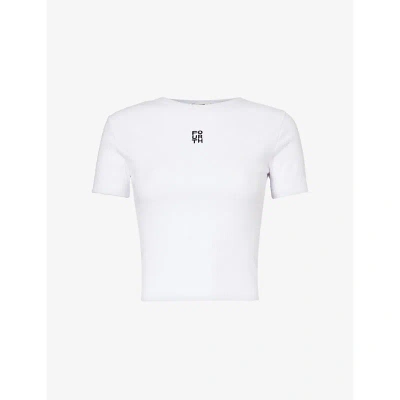 4th & Reckless Dayna Logo-print Cotton-blend Jersey T-shirt In White