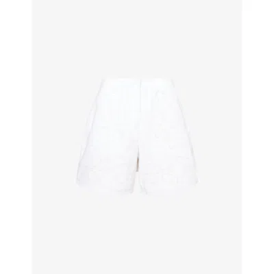 4th & Reckless Womens Heidi Embroidered Cotton-poplin Shorts White