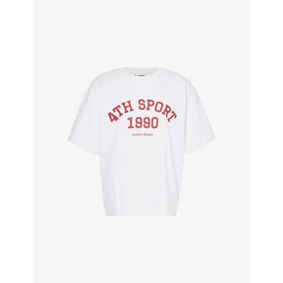 4th & Reckless Womens White Sophi Text-print Cotton T-shirt