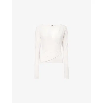 4th & Reckless Womens  Mayla Wrap Long-sleeve Woven Top In White