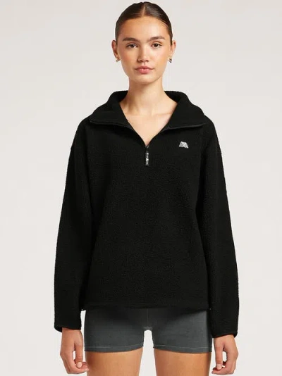 4th Arq Alix Half-zip Relaxed Cropped Fleece In Black